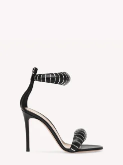 Gianvito Rossi Sandals|Bijoux-BIJOUX CRYSTAL BLACK LEATHER