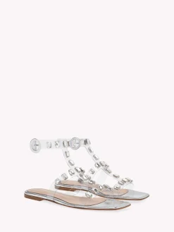Gianvito Rossi Flats|Sandals-CRYSTAL CRASH 05 SILVER