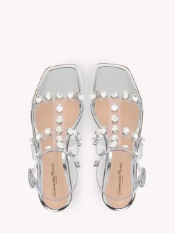 Gianvito Rossi Flats|Sandals-CRYSTAL CRASH 05 SILVER