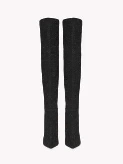 Gianvito Rossi Boots-CRYSTAL PIPER BOOT BLACK SUEDE
