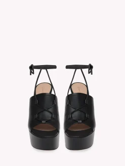 Gianvito Rossi Sandals-HOLLY LACE UP BLACK LEATHER