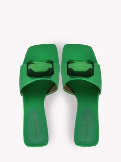 Gianvito Rossi Mules-JAIPUR SLIDE 45 GREEN SATIN