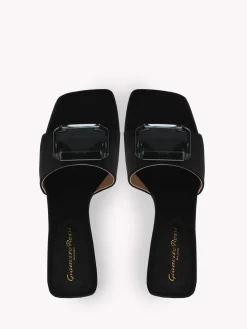 Gianvito Rossi Mules-JAIPUR SLIDE 45 BLACK SATIN