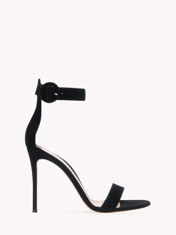 Gianvito Rossi Sandals|Signatures-PORTOFINO 105 BLACK SUEDE