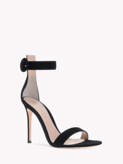 Gianvito Rossi Sandals|Signatures-PORTOFINO 105 BLACK SUEDE