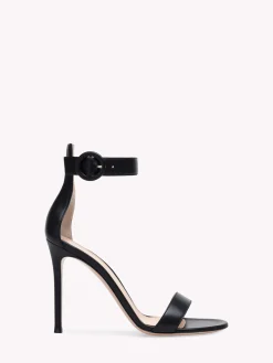 Gianvito Rossi Sandals|Signatures-PORTOFINO 105 BLACK LEATHER