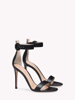 Gianvito Rossi Sandals|Signatures-PORTOFINO 105 BLACK LEATHER