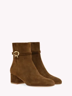 Gianvito Rossi Booties|Ribbon-RIBBON BOOTIE BROWN