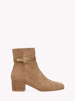 Gianvito Rossi Booties|Ribbon-RIBBON BOOTIE BROWN