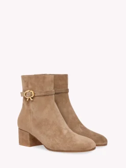 Gianvito Rossi Booties|Ribbon-RIBBON BOOTIE BROWN
