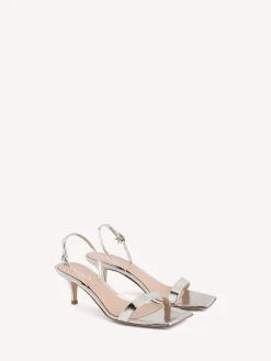 Gianvito Rossi Sandals-RIBBON KITTEN SILVER
