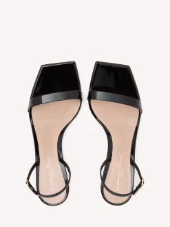 Gianvito Rossi Sandals|Ribbon-RIBBON KITTEN BLACK PATENT