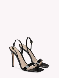 Gianvito Rossi Sandals|Signatures-RIBBON STILETTO BLACK PATENT
